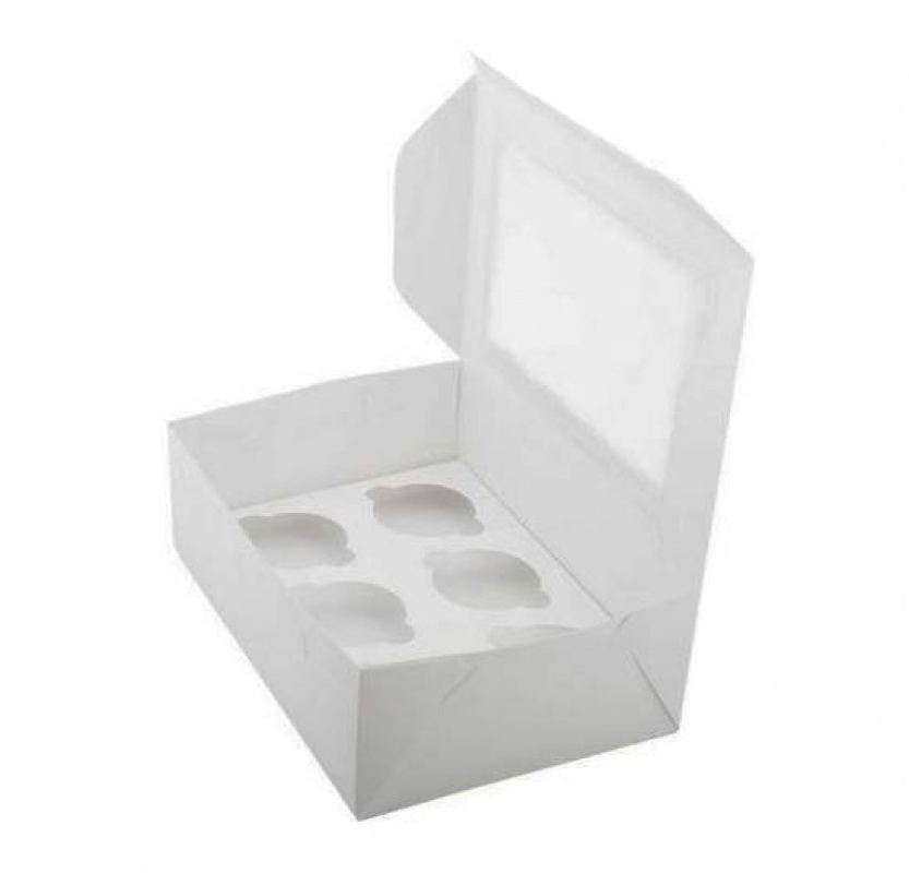 Коробка 6 капкейков Белая с окном