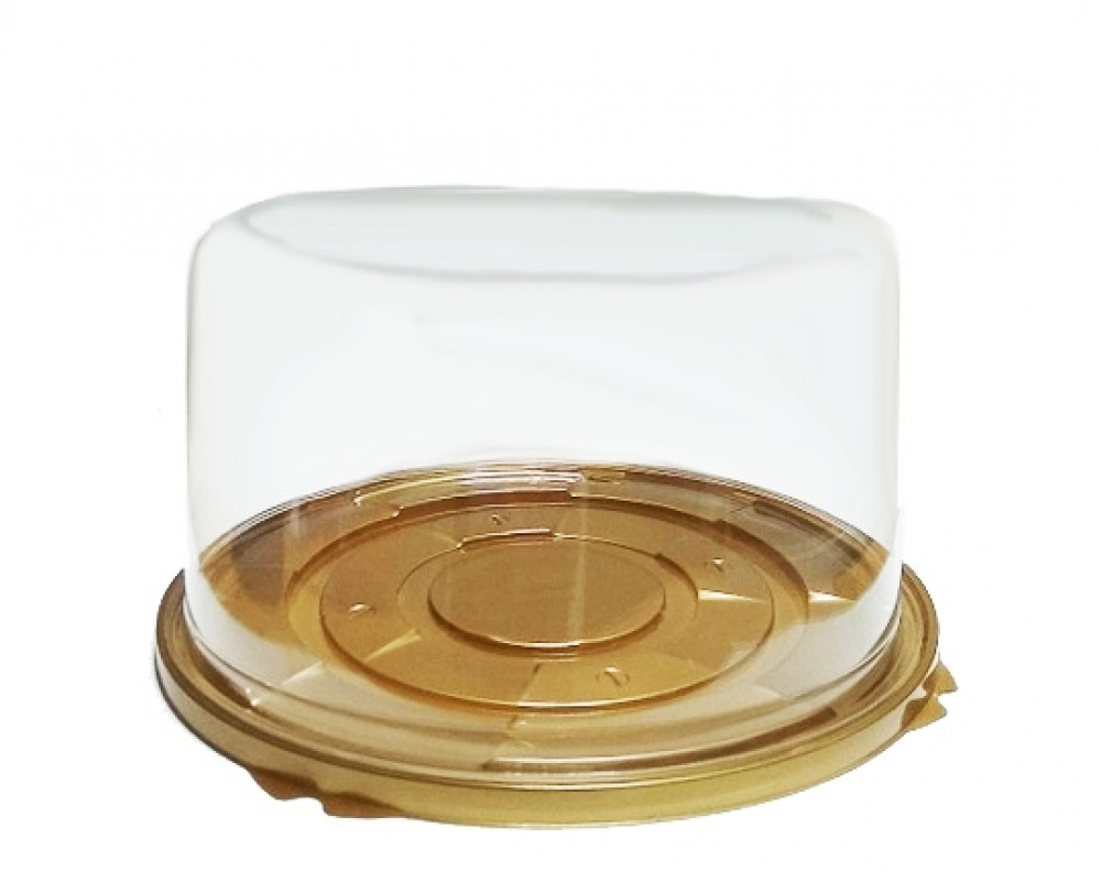 Упаковка пластик d22 см (пирог) золотое дно