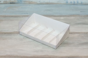 Коробка для пирожных 5 ячеек с прозрачной крышкой